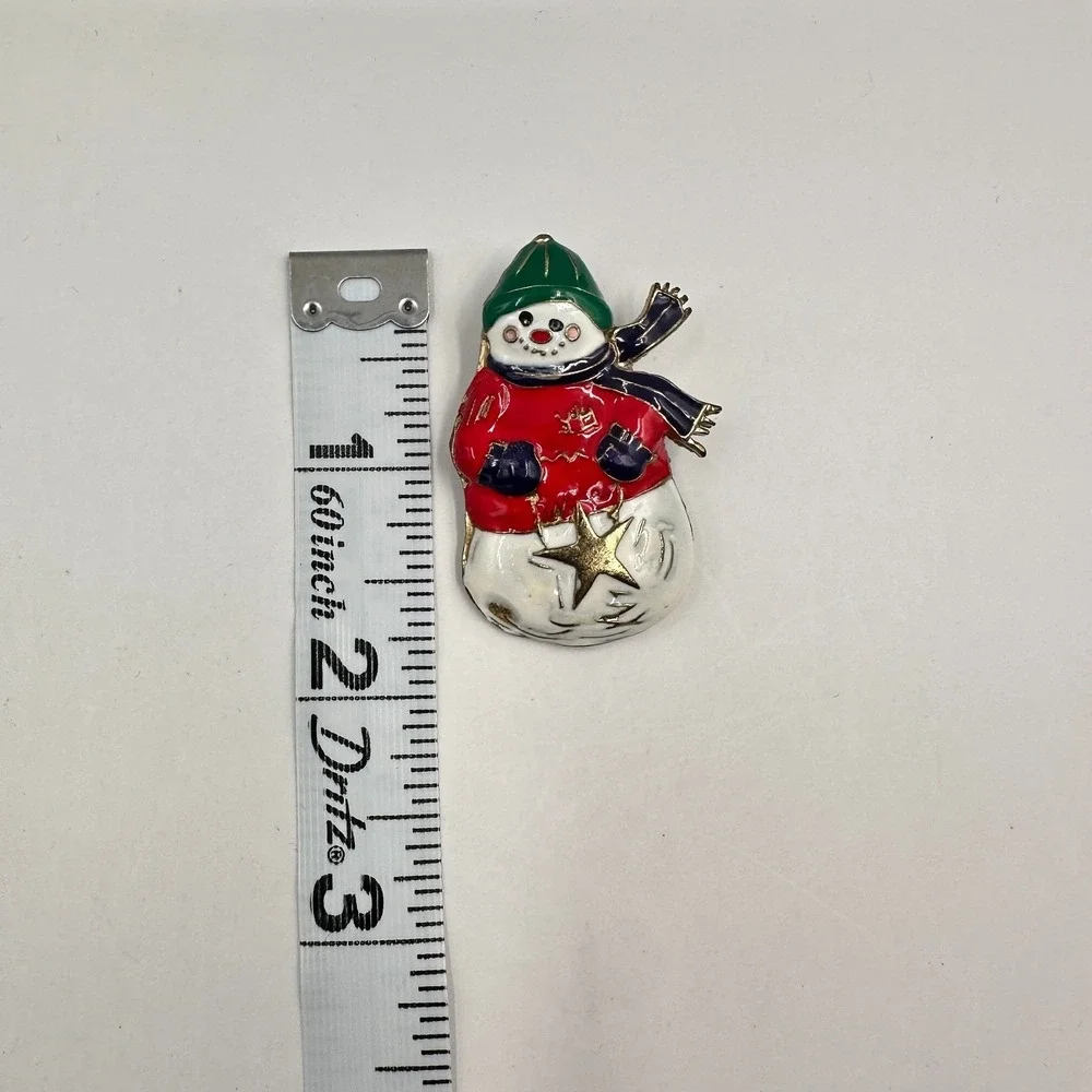 Vintage 90s Snowman Brooch Set Jingle‎ All The Way Bells Christmas Holiday Pins